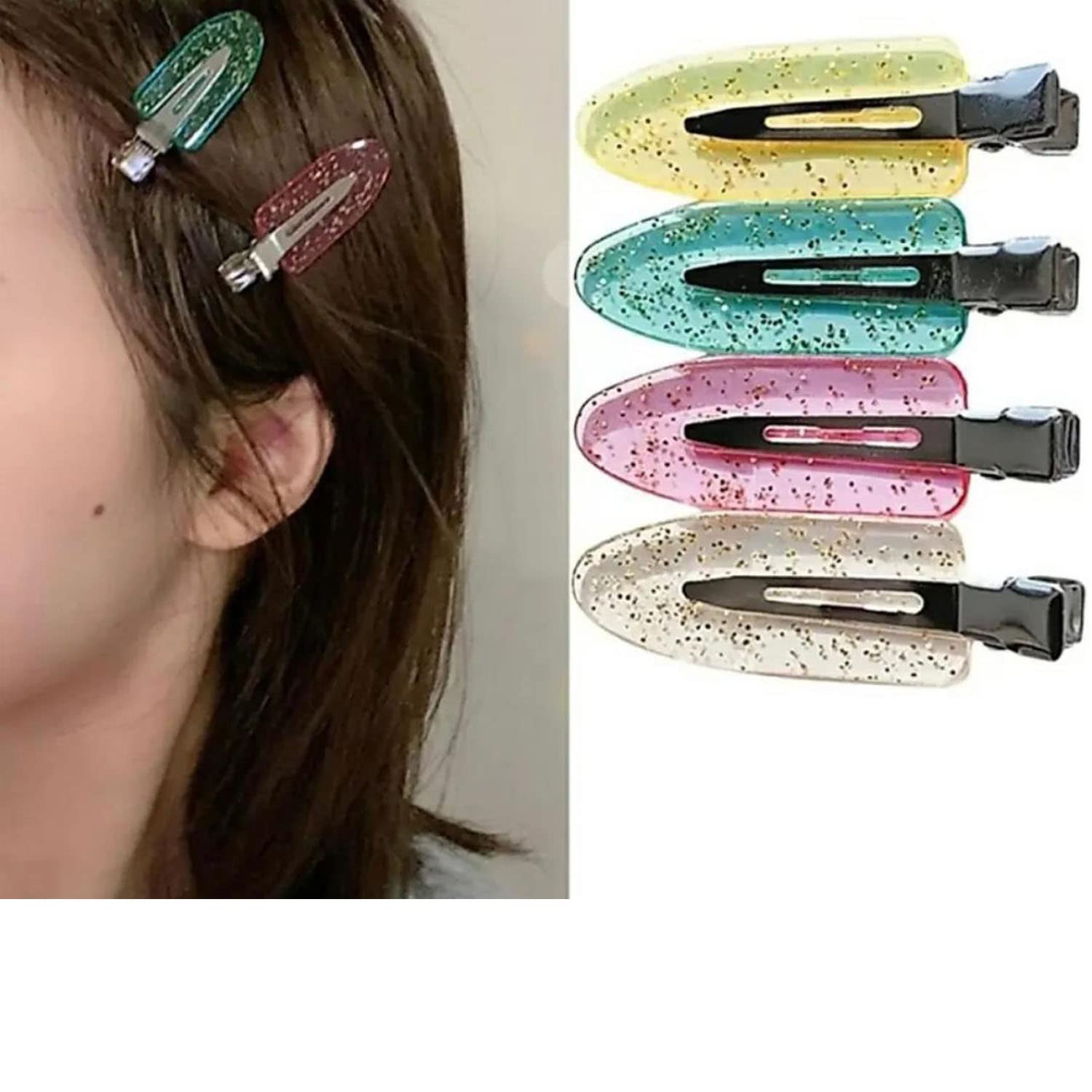 ASG 4 Set Delicate Shining Seamless Duck Hair Clips/Hair Pins for Girls & Women