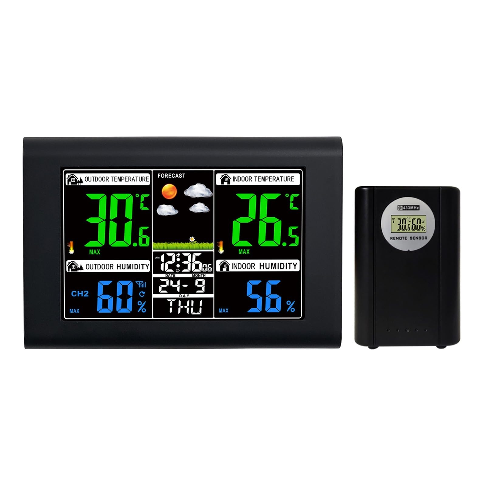 Allarme Meteo Orologio Termometro Igrometro,Monitor meteorologico digitale