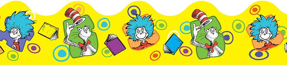 EurekaYellow Dr. Seuss 'Cat in the Hat' Bulletin Board Trim and Classroom Decoration for Teachers, 12pc, 3.25'' W x 37'' L