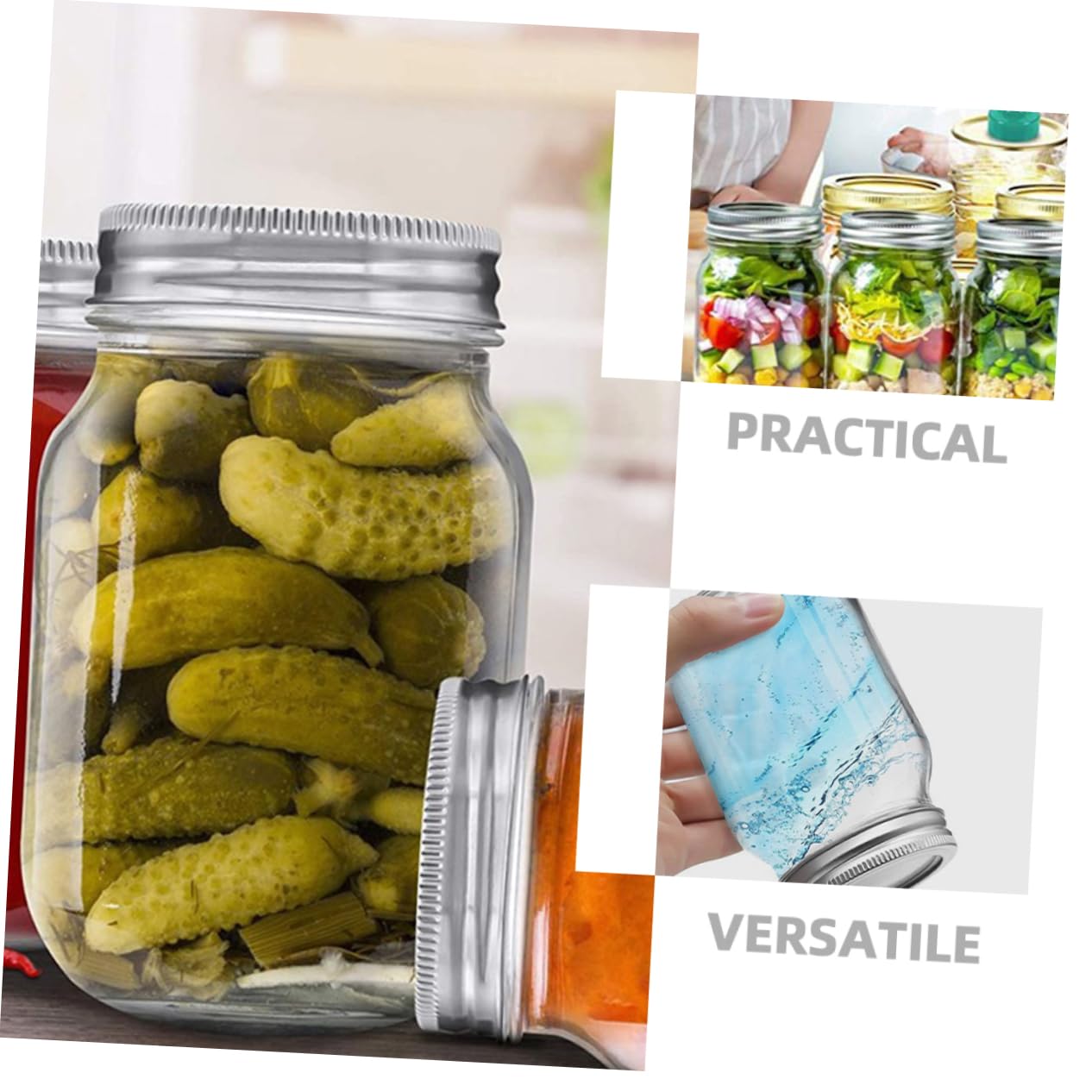 Alipis 6 Stück-pack Weithals Einmachgläser aus Glas mit Luftdichtem Deckel Wiederverwendbare 500ml Vorratsdosen für Lebensmittel im Haushalt und Restaurant