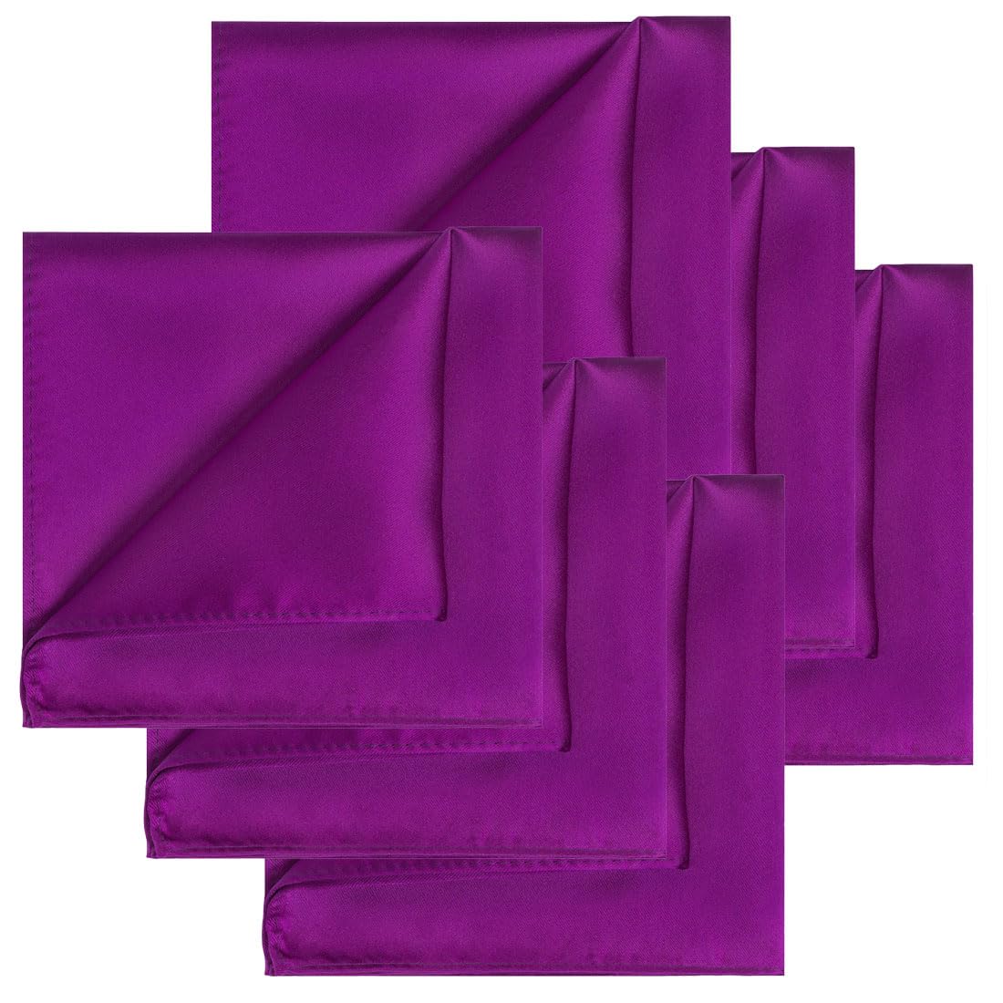KissTies 6PCS Satin Pocket Square Plain Color Handkerchief Gift Set