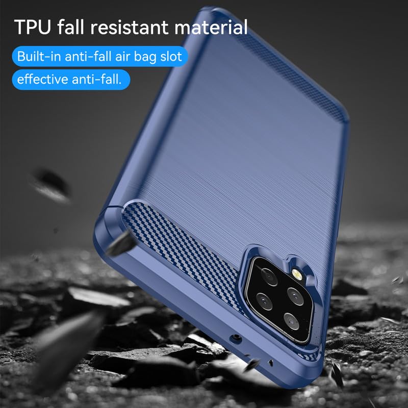 Image of Hybrid Carbon Fiber Back Case for Samsung Galaxy M12 / A12 / F12 (Blue)
