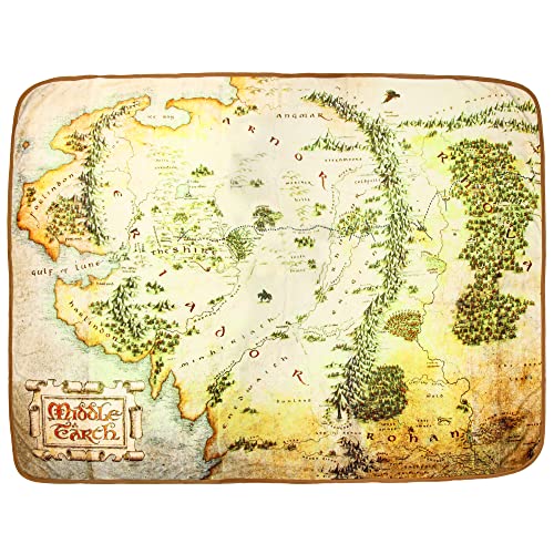 Image of Northwest Lord of The Rings Full Middle Earth Map Design Plush Throw Blanket 46' x 60'