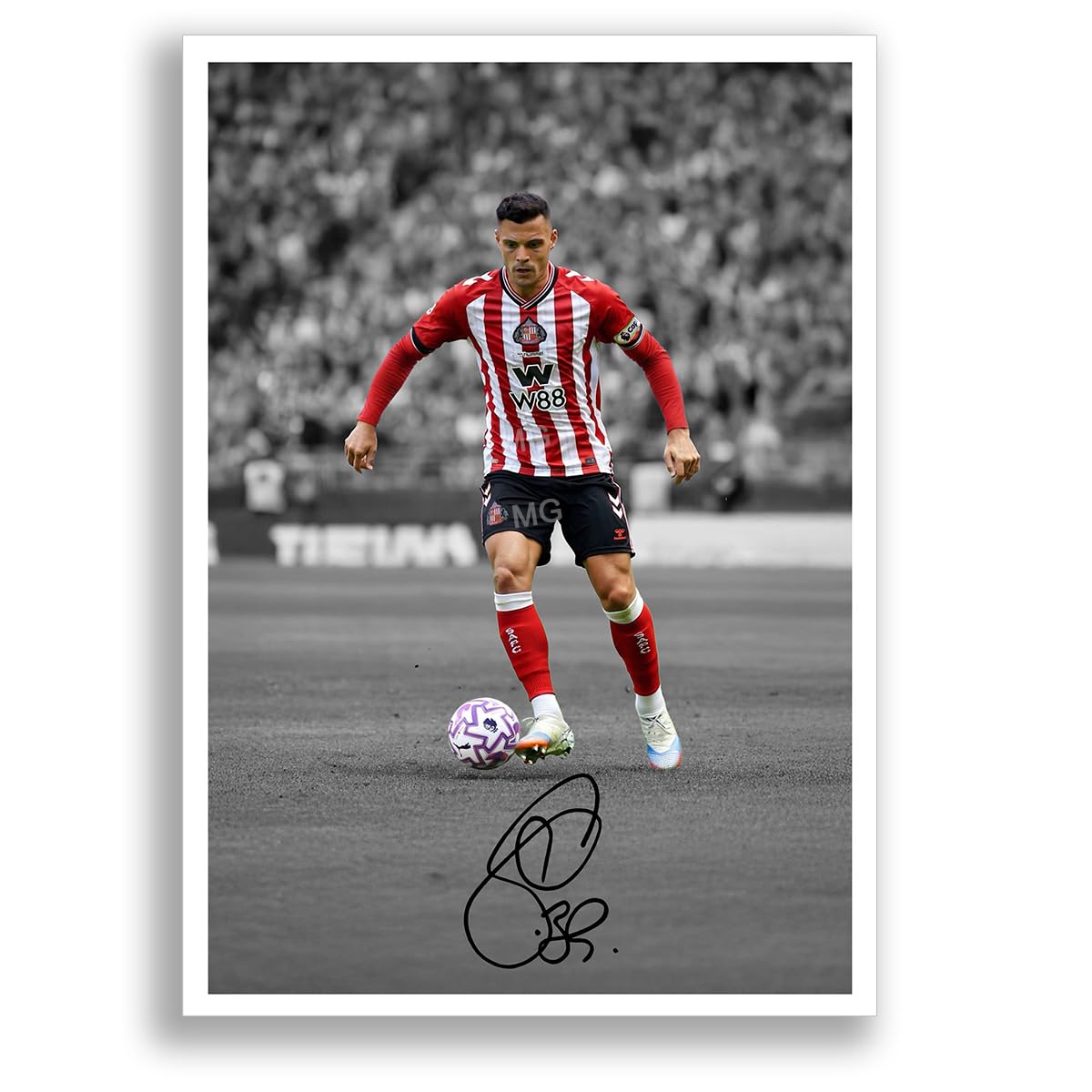 Granit Xhaka Sunderland Signed Photo Poster Print Picture Display Framed Autograph Memorabilia for Football Fans Gift Switzerland (A3 Poster Only B+W)