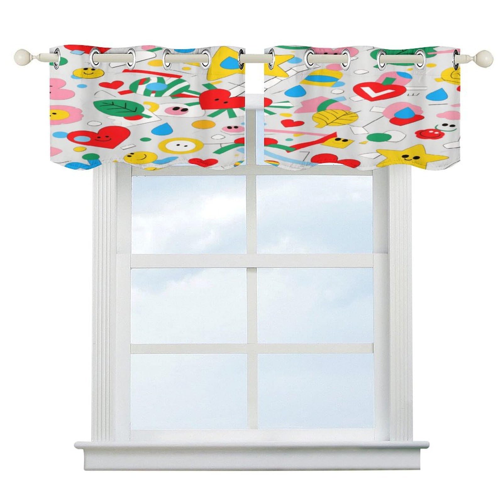 Fekiloot Style Irregular Pattern Short Curtains Valance Curtain