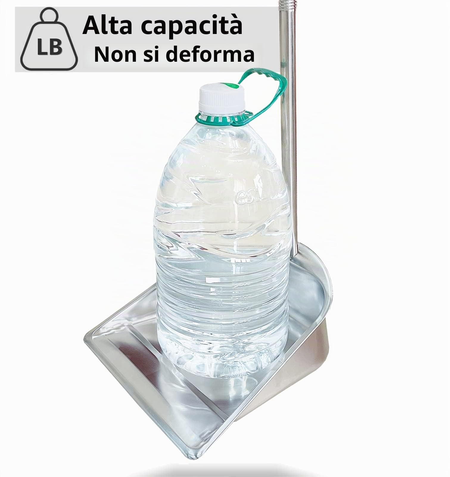Paletta a manico lungo, 85 cm, resistente in acciaio inossidabile, design di grande capacità, per casa, ufficio, negozio, animali domestici, blu, 1 pezzo