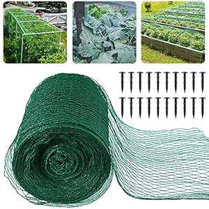 MAIYADUO Tuin Netting Kit 4m x 12m – Bescherm Planten Fruit Bloemen Bomen Vijver Netting Zwembaden Cover Net Met Grond Nagels Plant Mesh Beschermt Vis tegen Bladeren, Anti Vogelvervoer, Visvijver Cover Net