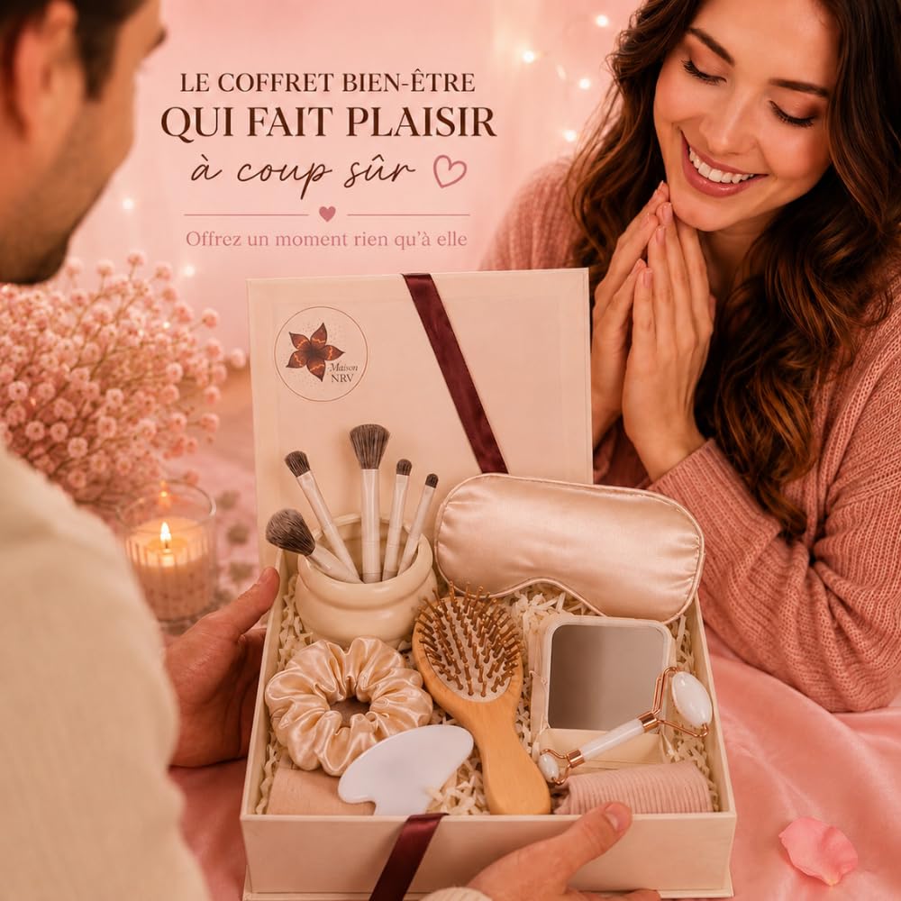 Coffret cadeau femme Luxe - Box beauté bien-être et spa 11 pièces- Idée cadeau anniversaire femme, amie, maman, mamie, collègue, maîtresse - Coffret relaxation premium