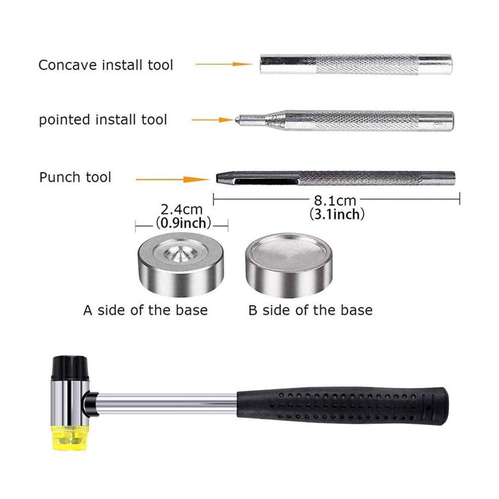 100/120 occhielli in 4 colori con strumenti, kit di occhielli da 12,5 mm per tessuto, tela, tende, abbigliamento, riparazione pelle, utensili per lavatrice, tessuto