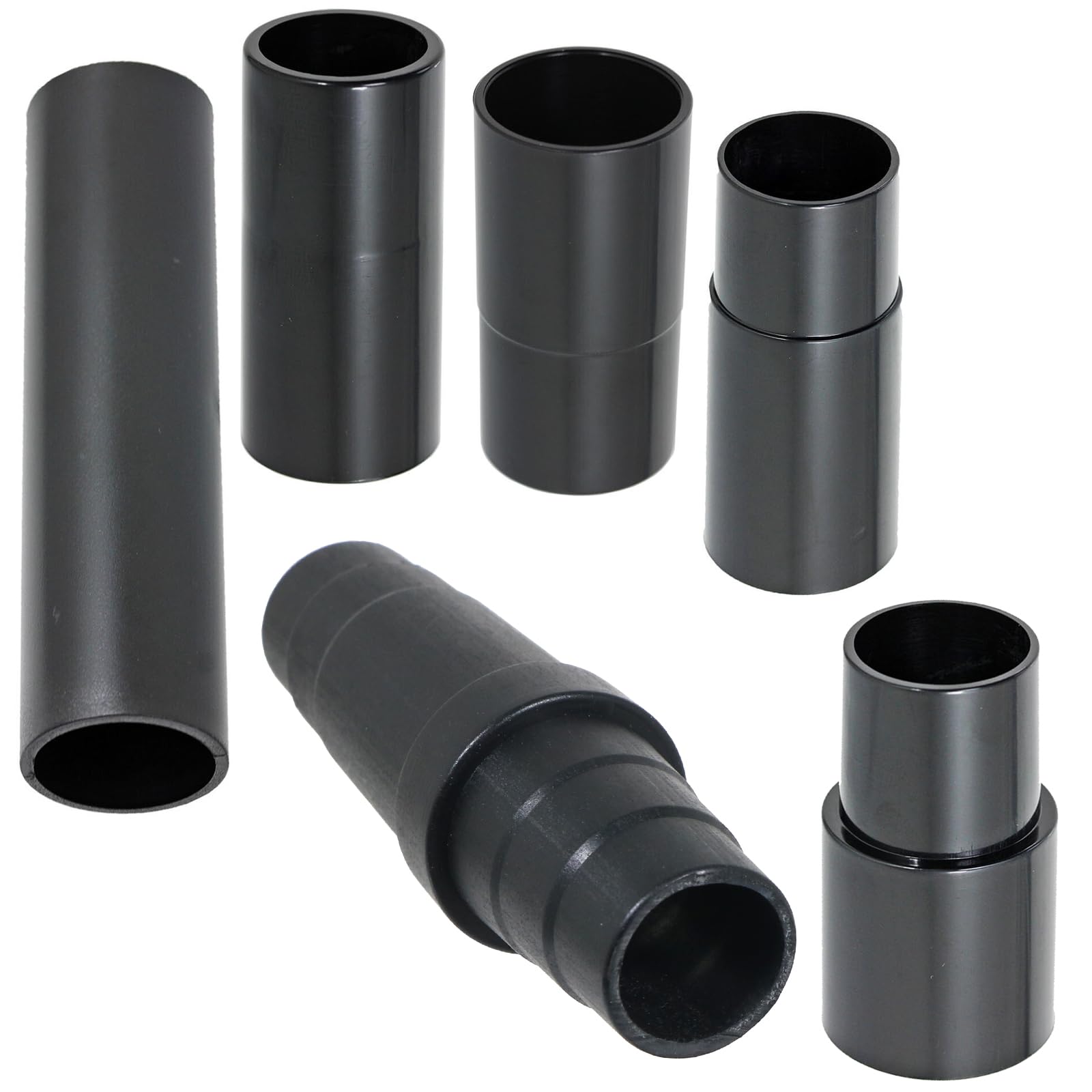 Spares2go Black 6 Piece Tool Adapter Set Compatible With Ryobi Vacuum Hose Adaptor Dust Port Extractor Sander Saw (30Mm 32Mm 35Mm 38Mm)