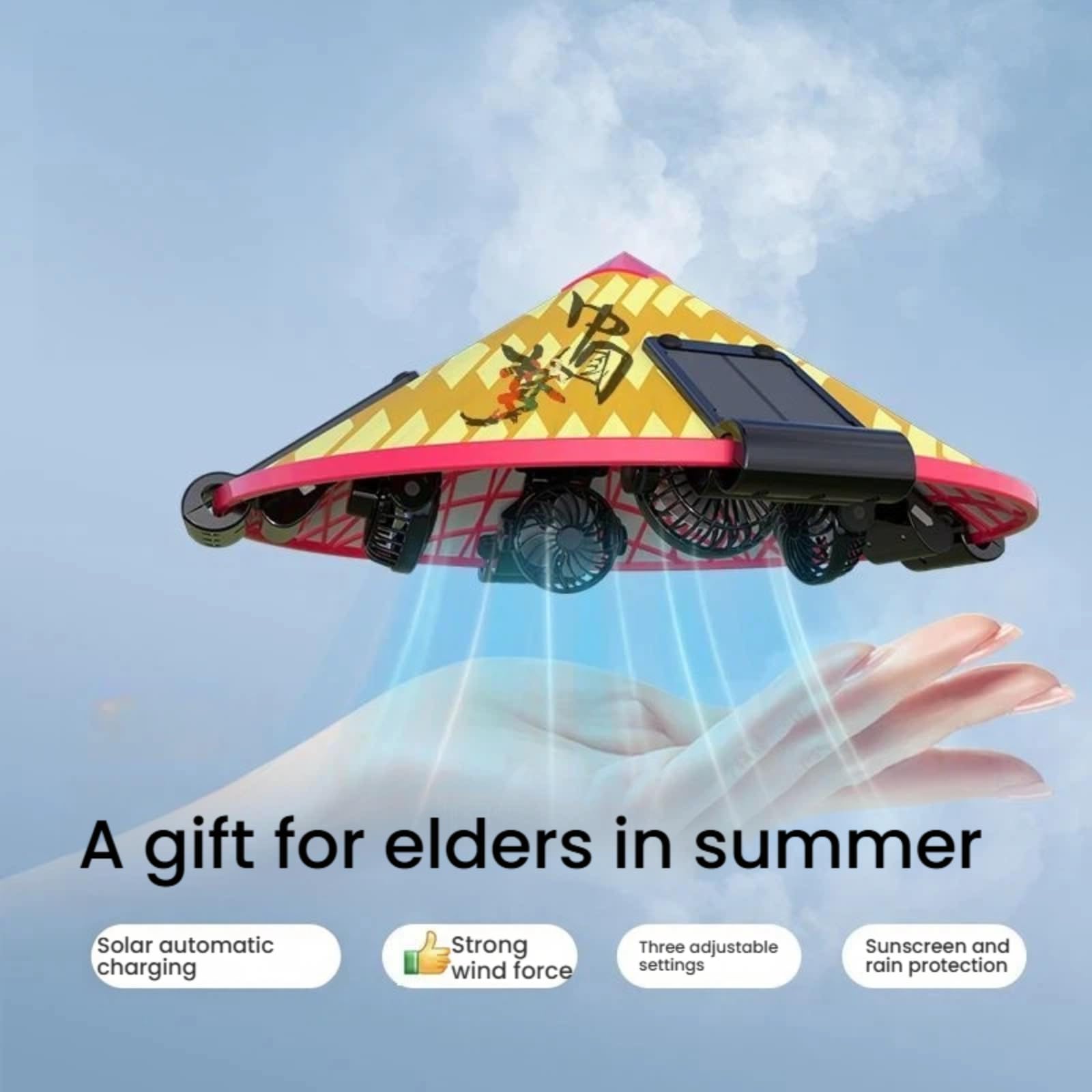 Solarbetriebener Strohhut, 360° verstellbare Windrichtung, kühlender Hut mit 3 Geschwindigkeitsstufen, Solar- und USB-Aufladung, UPF 50+, wasserdicht, breite Krempe, Sonnenhut für Männer und Frauen