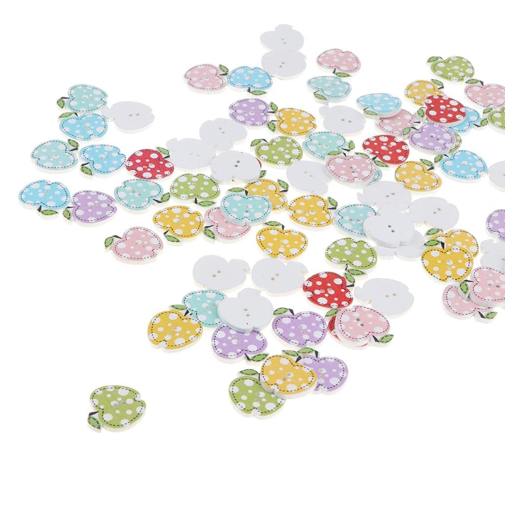 Creations 100Pcs Cute Mixed Color Apple 2 Holes Wooden Buttons Crafts EmbellishmentToys & Hobbies|Educational| Educational Toys