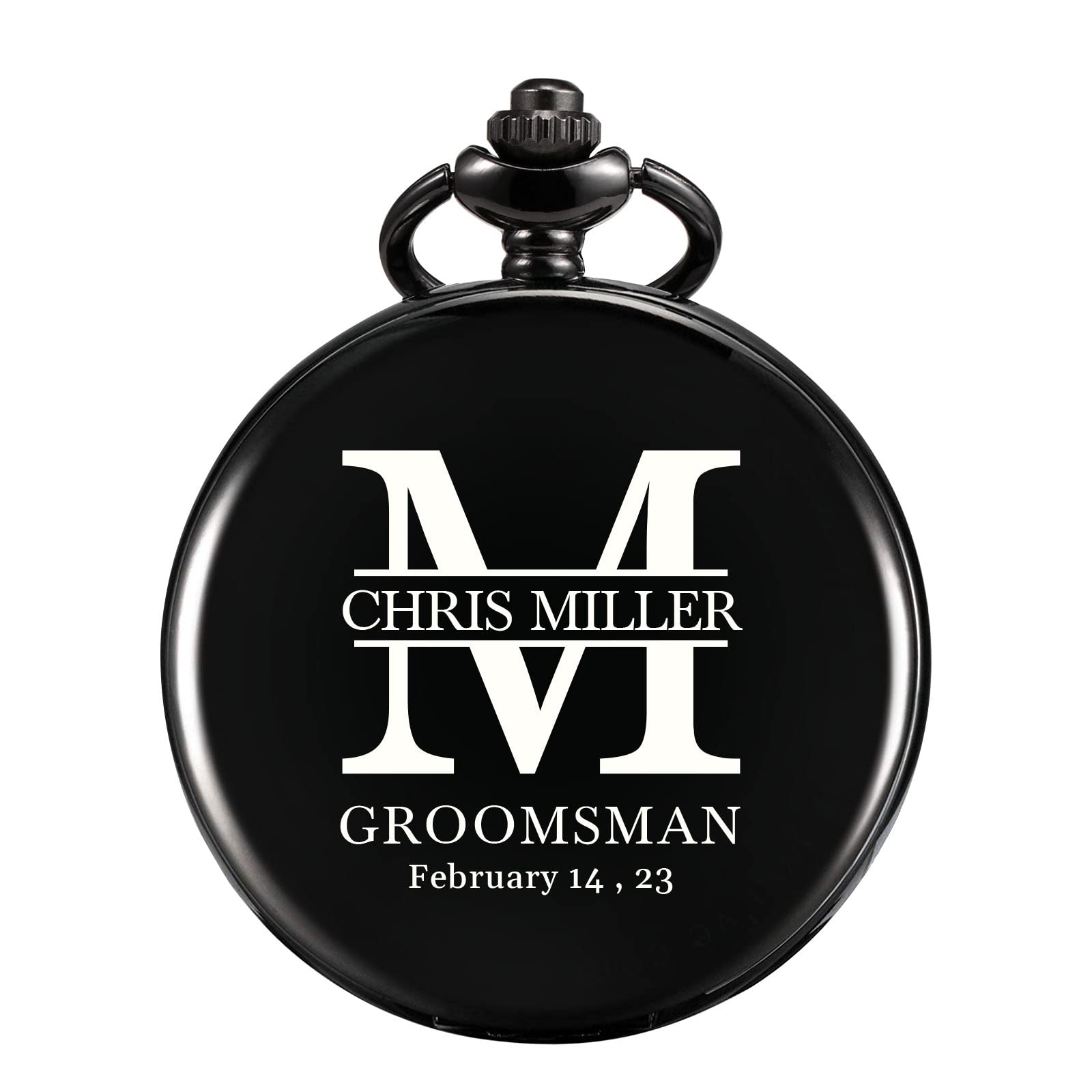 TREEWETO Personalized Pocket Watch for Groomsmen Best Man Custom Engraved Pocket Watches Proposal Gift for Man Wedding Gifts, Groomsman Gifts for Men