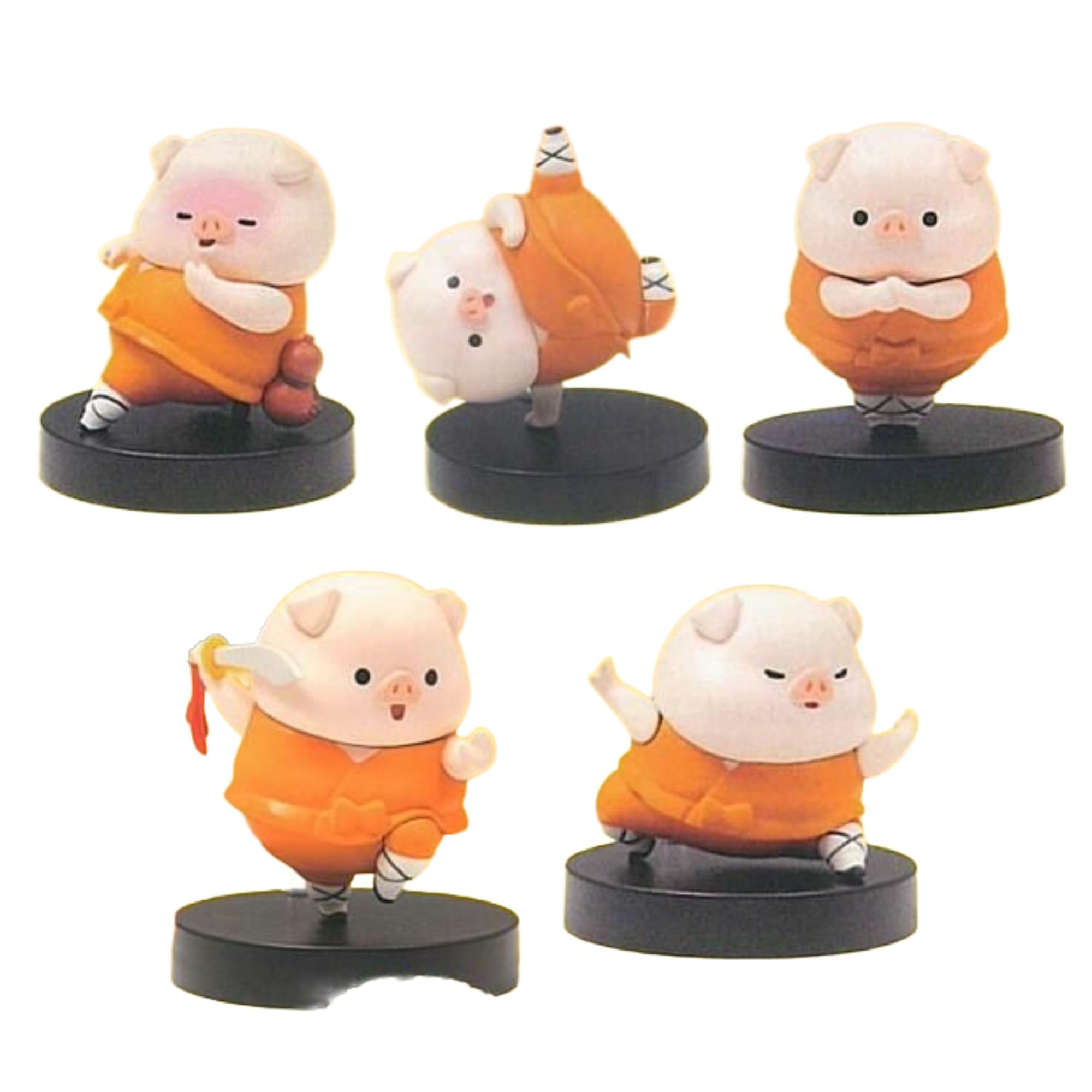 Qualia Kung Fu Boo, Stand Figure, 2 x Total 5 Types, Complete Set, Gacha Gacha Capsule Toy : Toys & Games