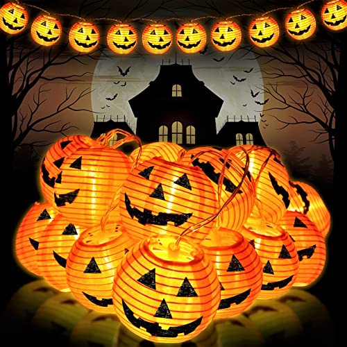 Halloween Calabaza Cadena de Luces, 4M LED Guirnaldas Luces con 20 Naranja Calabaza Farolillos, Cadena de Luces Pilas Impermeable para Decoración Halloween Interior y Exterior Cover