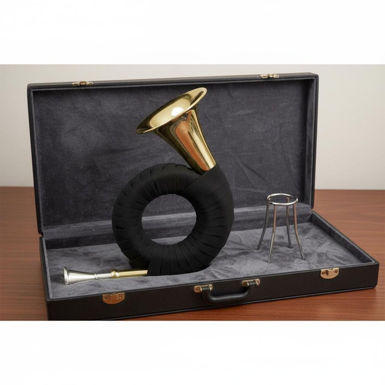 predolo Corno Francese Mini in Ottone Bb Corno Strumento Banda Orchestrale Studio Compatto Corpo in Ottone Finitura Timbro Chiaro con Supporto E Panno Adatto
