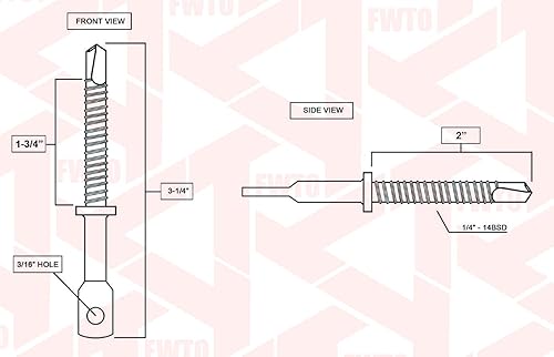 Miniatura 2 de MEGAFastener FWTO - Tornillo de punto de perforación autoperforante con retraso ocular de 3.25 pulgadas (200 unidades)