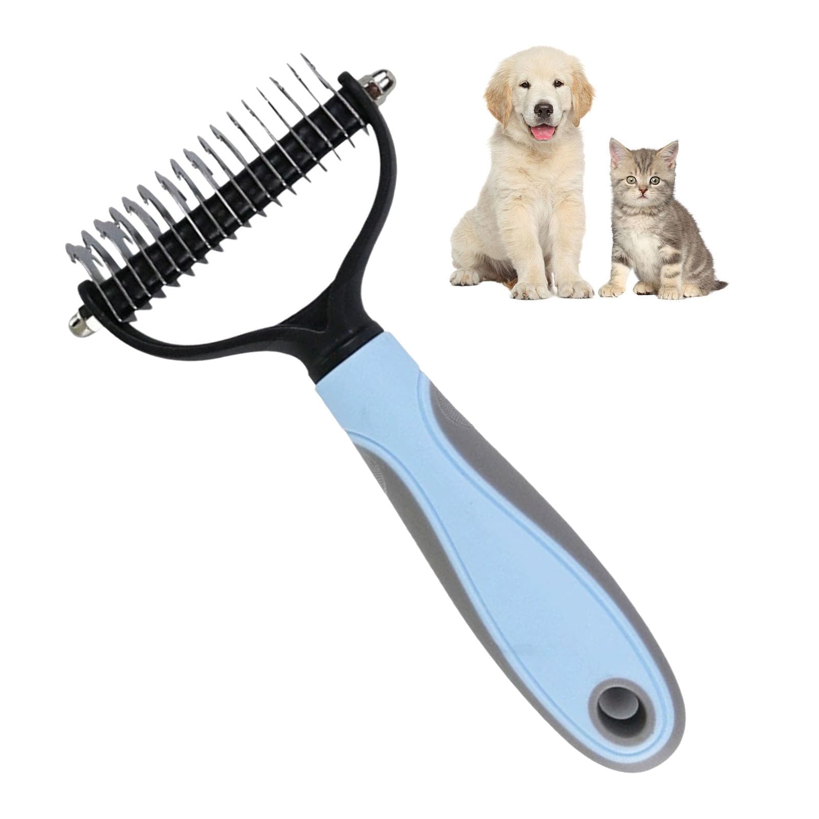 Pet Grooming Tool Set, Double-Sided Undercoat Rake for Dogs and Cats, Professional Deshedding and Dematting Brush, Pet Grooming Tool for Long and Short Hair, Stress-Free Fur Remover Comb
