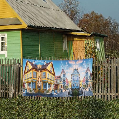 MINDBBDFJ Colorful Classic Houses Print Banners And Signs For Outdoor/Indoor,Personalized Banner Customizable Parties Halloween Banner (180x90cm)4