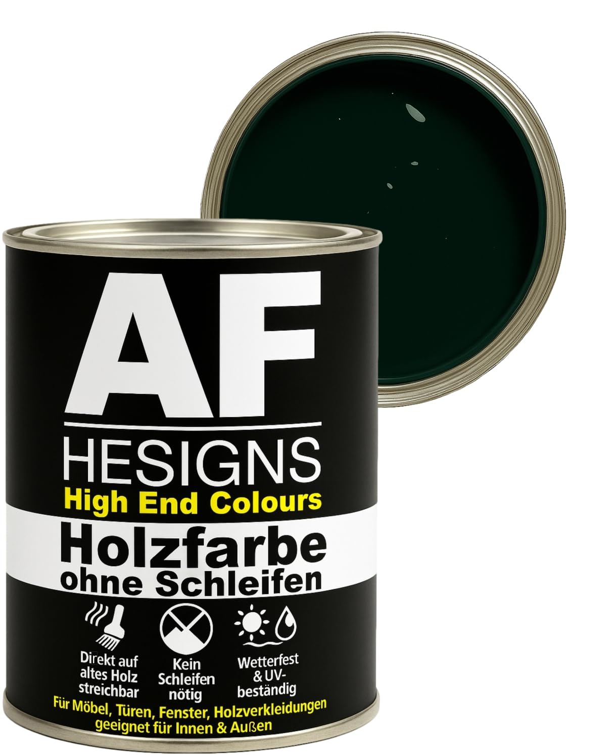 Alex Flittner Designs Farba do mebli bez szlifowania w kolorze czarno-zielonym RAL6012 jedwabisty matowy 750 ml lakier do mebli do drewna i metalu wewnątrz/na zewnątrz
