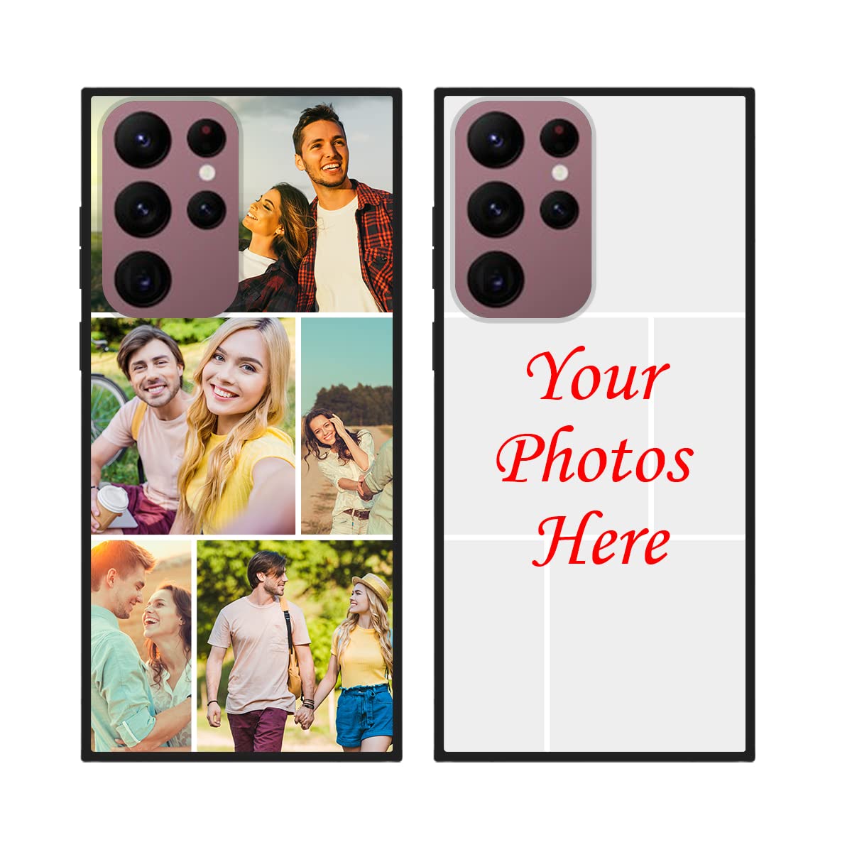 Custom Phone Case Compatible with Samsung Galaxy S22 Ultra 5G, Personalized Multi-Photo Anti-Scratch TPU Soft Shell Protective Case with Customized