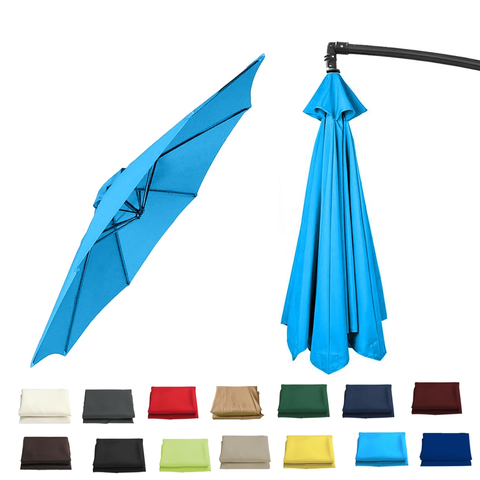 GZDXBF Outdoor Replacement Canopy Top 6/8 Ribs, 400cm Sun Umbrella Replacement Cloth, Replacement Parasol Cover(Lake,8 RIBS: 270CM/8.8FT)