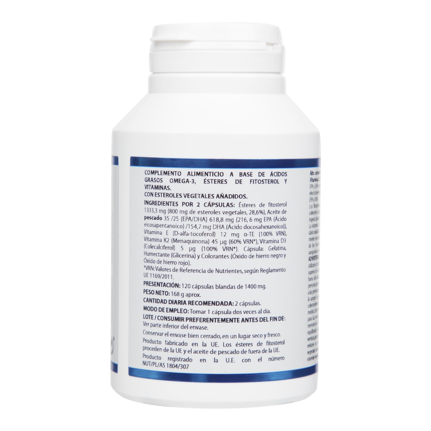 Omega 3 Esteroles Vegetales con vitaminas K2, D3 y E de Equisalud, 120 perlas