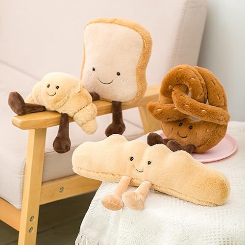 Miniatura 7 de NatureMan Juguete de peluche de croissant de 9 pulgadas, lindo cojín de pan de croissant, animales de peluche, divertido juguete de peluche suave