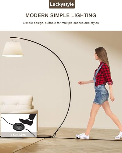 Miniatura 4 de luckystyle Lámparas de pie de arco para sala de estar, 1200 lúmenes, súper brillante, 69 pulgadas, extra alta, con bombilla LED E26 de 12 W, lámpara