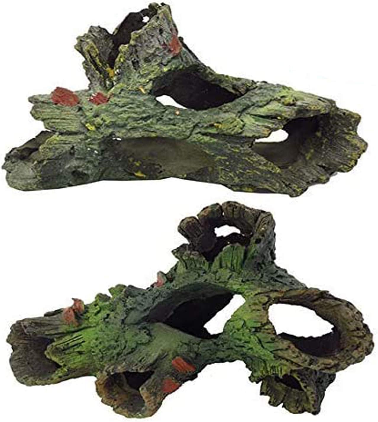 PINVNBY 2Pcs Decaying Trunk Driftwood Aquarium Ornament Small Resin Wood Trunk Aquarium Decoration Log Tank Decoration for up to 20 Gallon Tank Betta Fish Accessories Cichlid Hideout Shrimp Cave