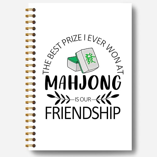 Mahjong Friendship Notebook, Mahjong Gifts for Women Journal, Gifts for Mahjong Players Journal, Mahjong Hardcover Spiral Notebooks 5.5x8.3 Inch