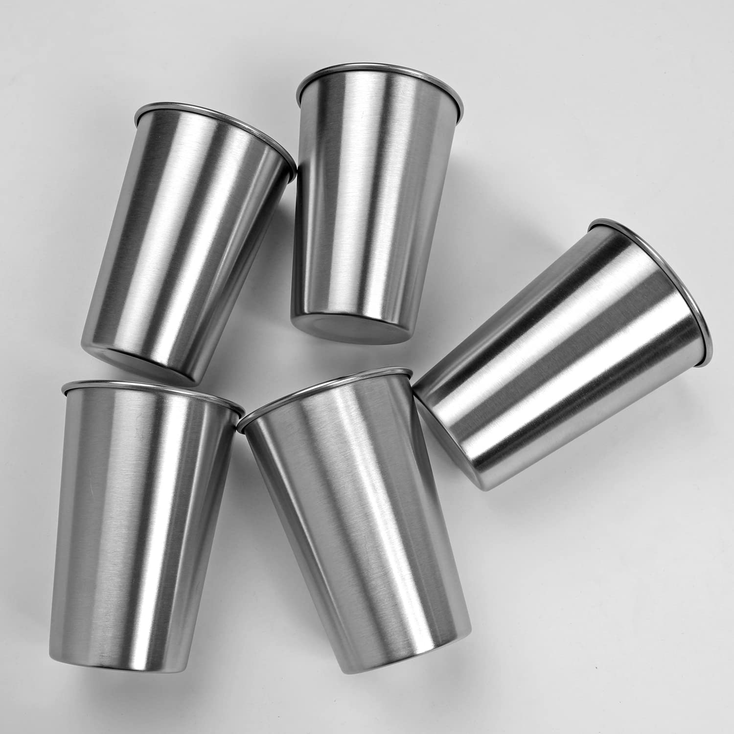 CAMBUY Vasos de acero inoxidable de 18 onzas, irrompibles y reutilizables, juego de vasos saludables ecológicos para jugo de leche y agua, aptos para lavavajillas (5 piezas)