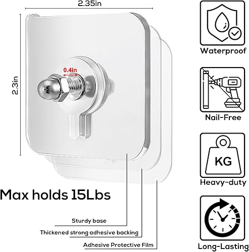 Miniatura 2 de AIERSA Perchas de pared sin clavos, 20 ganchos de fotos sin clavos, colgar marcos de fotos en la pared sin clavos, calcomanías sin uñas para