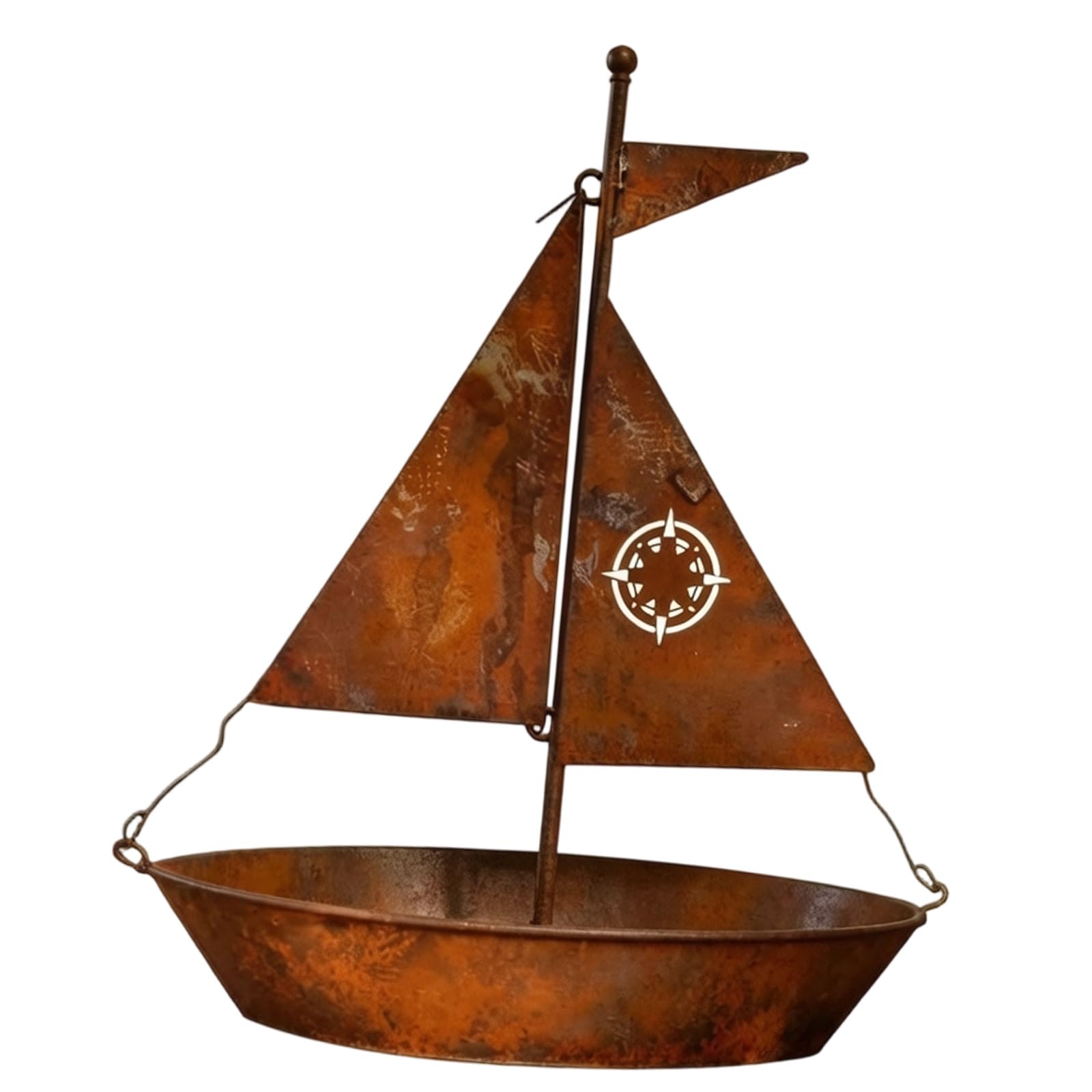 Woedpez Multicolor Alloy Sailboats Planter With Rusty Styles Artistic Sailboats Shape Flower Pots For Home Garden Decoration Flower Pots