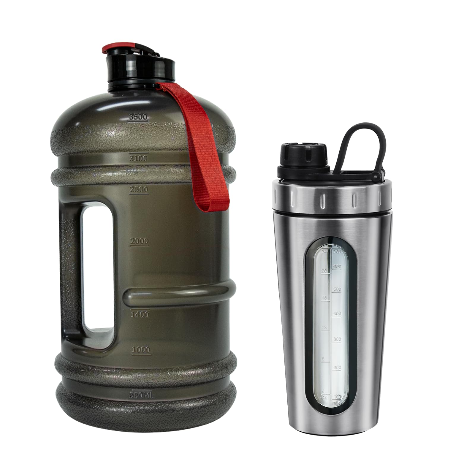 TOOFEEL1 Gallon Water Bottle Bundle with 28 oz Visible Window Shaker Bottle
