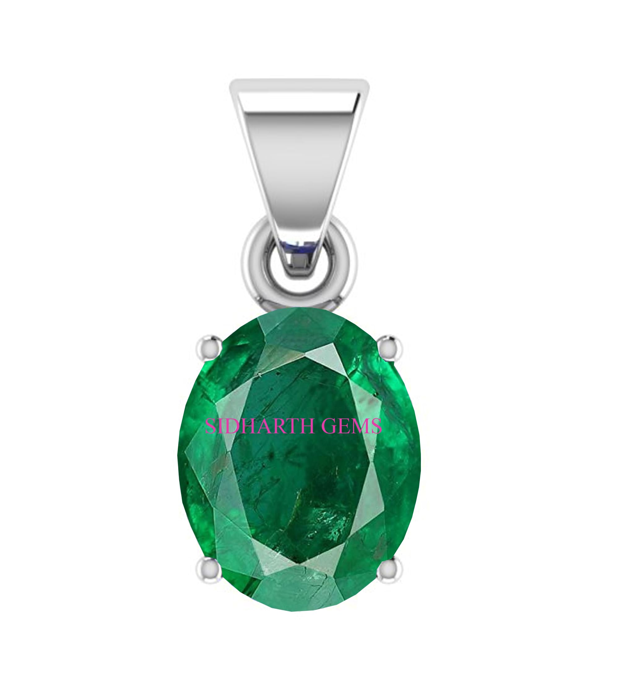 kushmiwal gems 7.25 Ratti 6.55 Carat Natural Emerald Loose Gemstone Panna Silver Plated Pendant Locket for Men and Women (Astrological Purpose Panna Pendant)-picture-29
