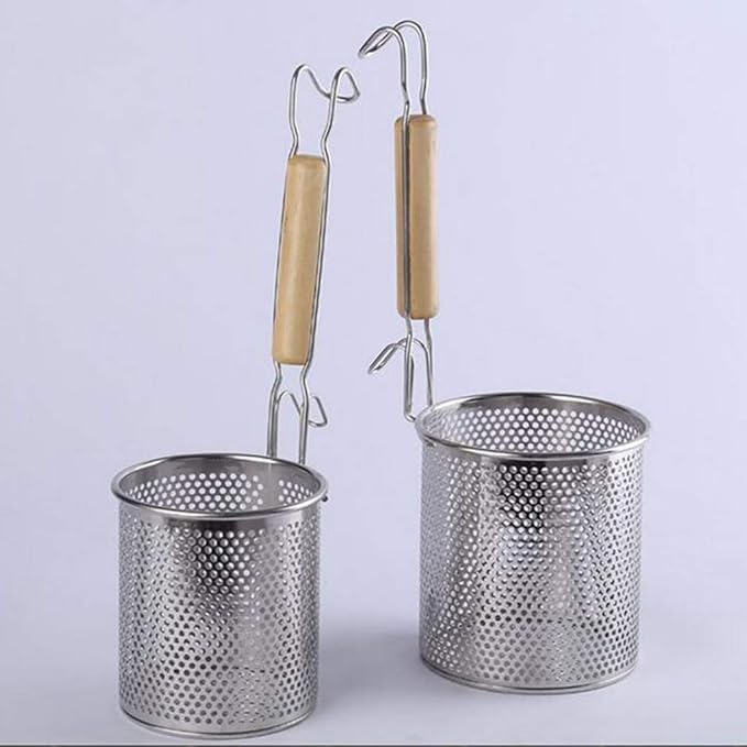 Trendy Retail Kitchen Pasta Noodle Strainer, Stainless Steel, Deep Fry Basket 16cm