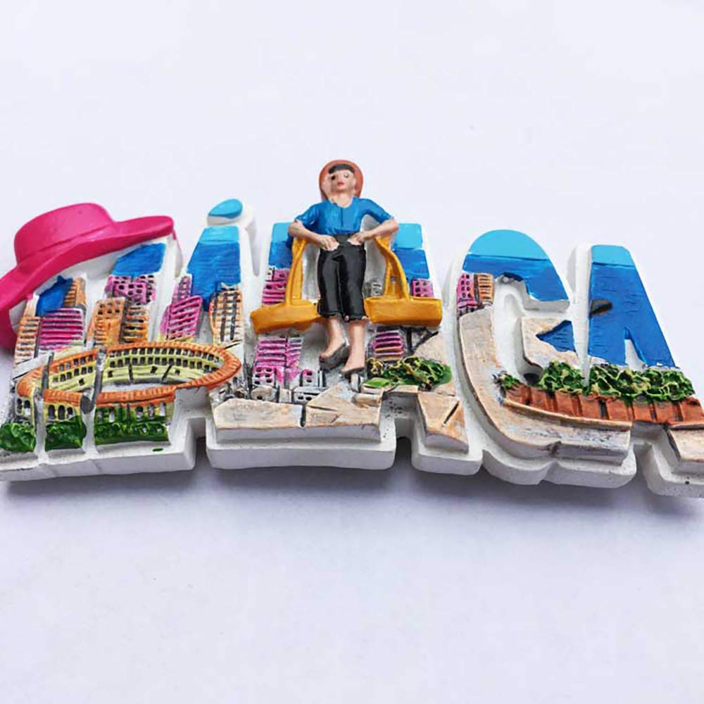 Souvenir turistici di Malaga, Spagna, adesivi magnetici per