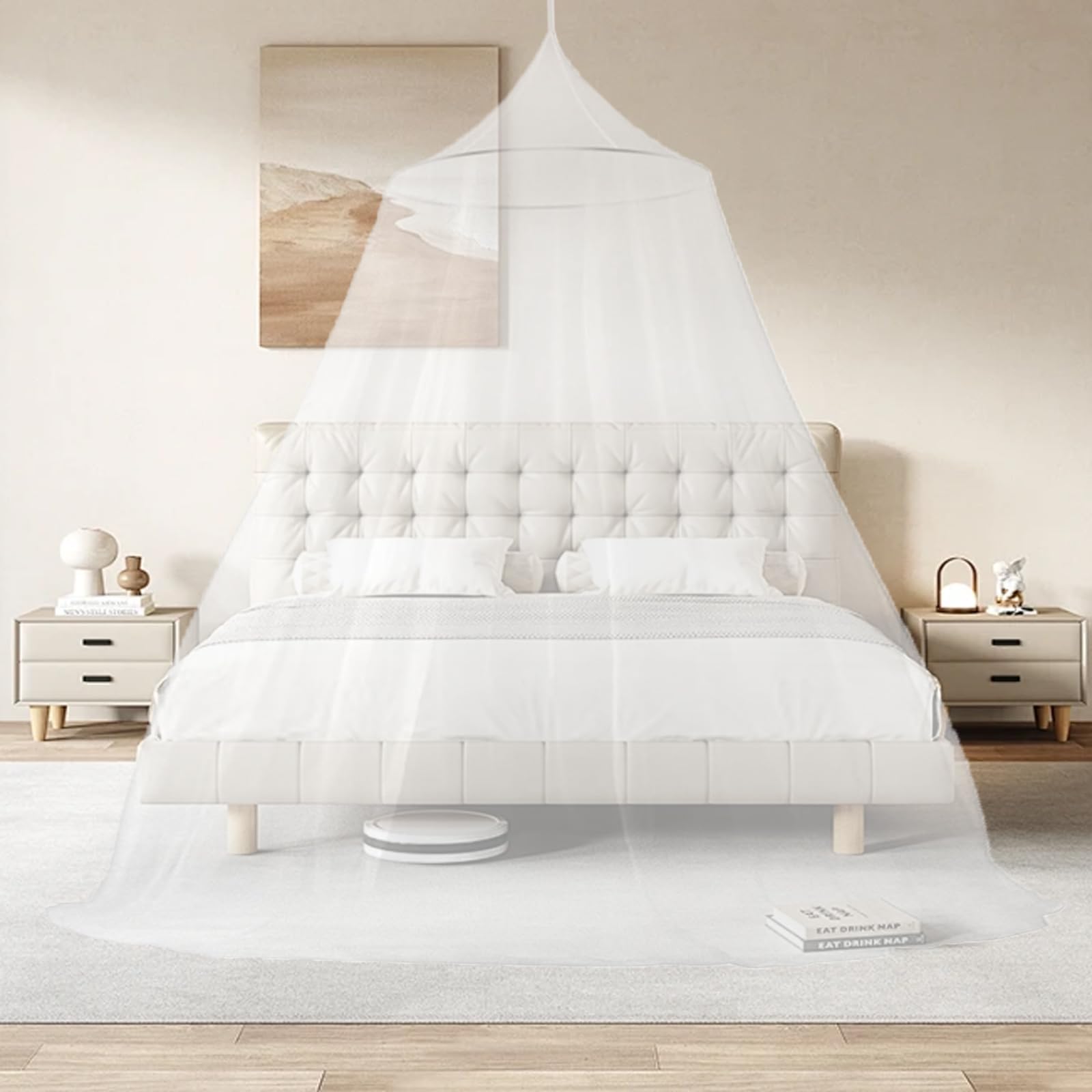 Zanzariera A Baldacchino, Zanzariera Anti-insetti, Zanzariera Per Letto Matrimoniale 2 Aperture Laterali Forma Rettangolare Decorativa Per Casa E Viaggio Bianco 250 X 200 X 200 Cm 86429401