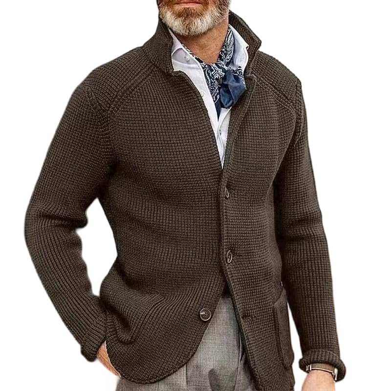 KELYWELL Mens Cardigan Sweater Stand Collar Button Down Cardigan Sweaters for Men Loose Fit Winter Chunky Cardigans