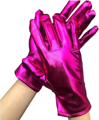 DreamHigh Womens Shiny Metallic Gold Gloves Mittens Wrist Length Gloves