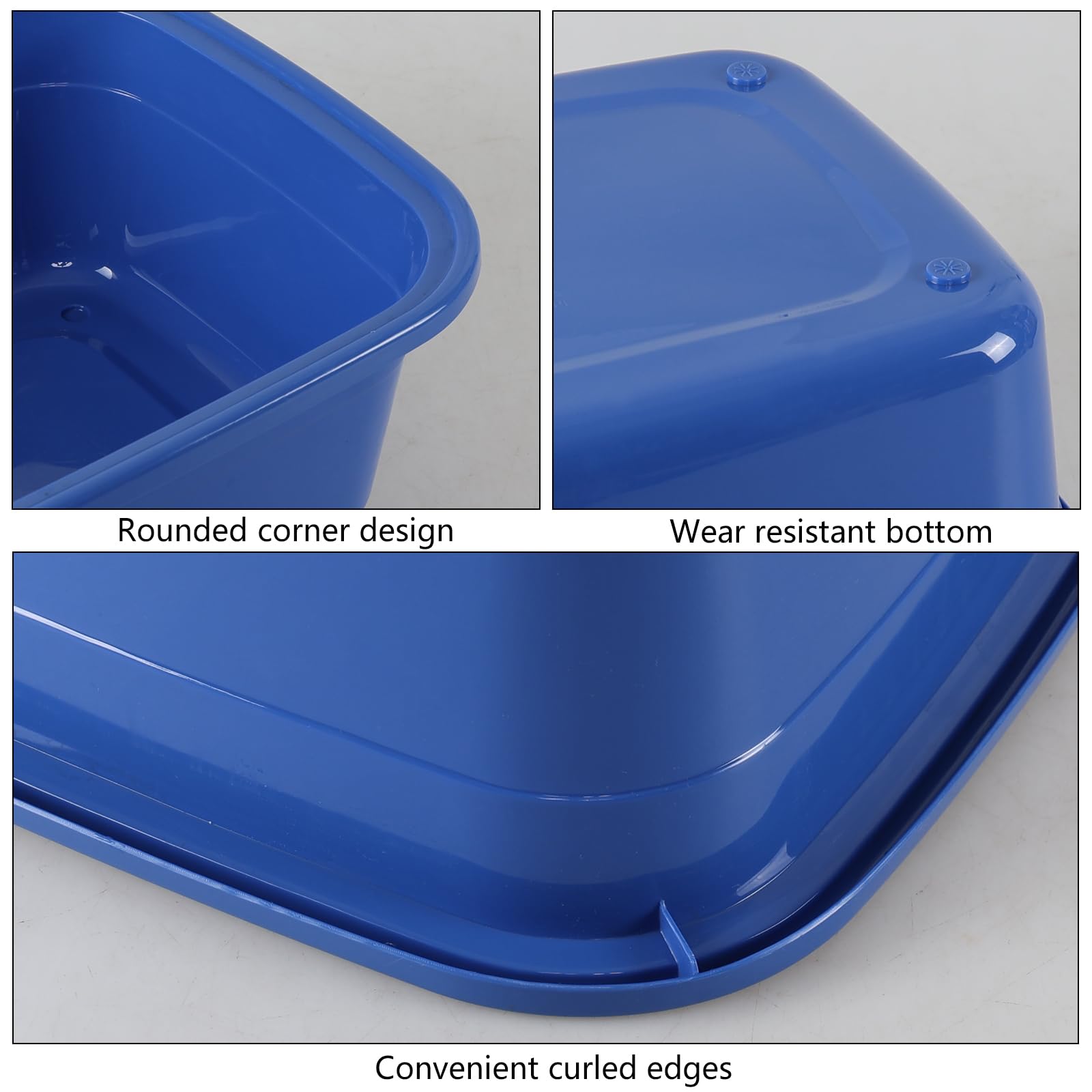 Lot de 2 lavabos rectangulaires en plastique de 18 litres, pour la maison, la cuisine (bleu)