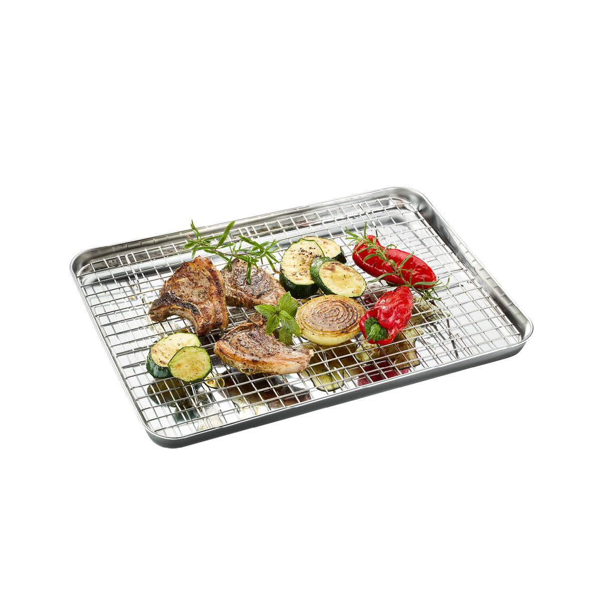 GEFU VARIADO Backblech 31,5 cm mit Edelstahl-Abkühlgitter für den Ofen