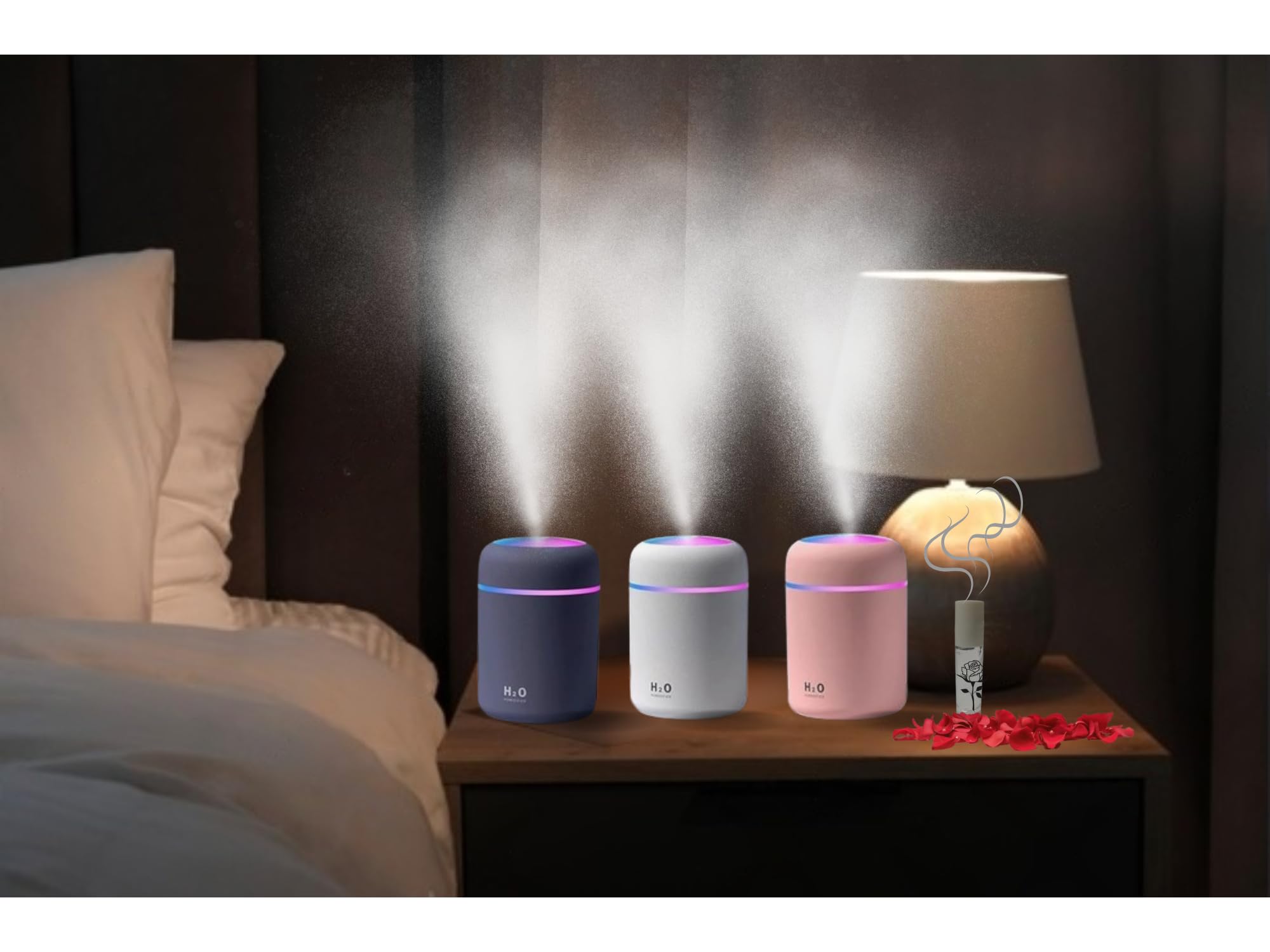 BreathWell with Rose Essential Oil (8ml) Humidifier for Room Moisture | Aromatherapy | Aroma Diffuser | for Livingroom, Car, Office, Shop, Birthday Party | Relaxation and Skin Care (Slate Gray)-image-10