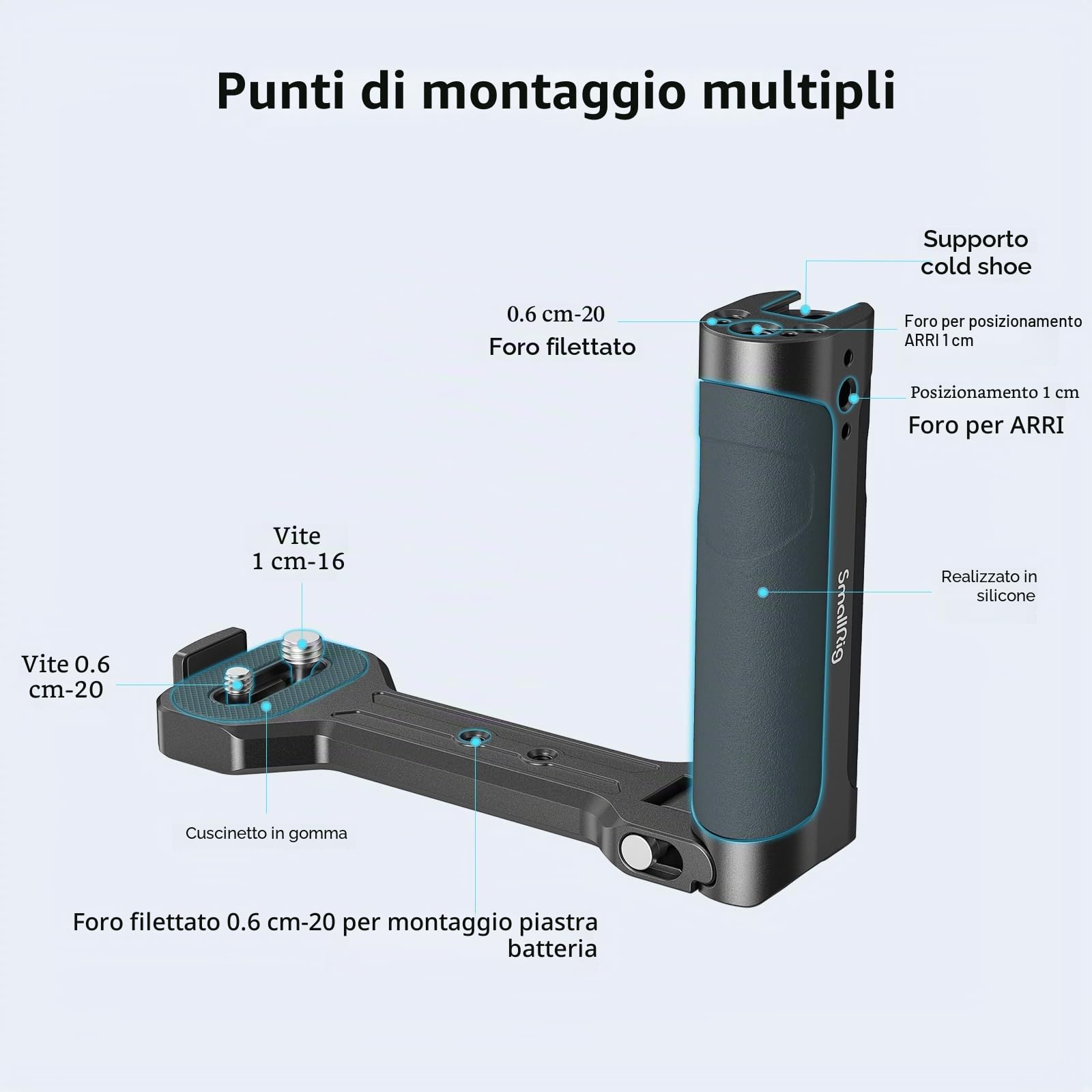 SMALLRIG Maniglia laterale per DJI RS 4 Mini/RS 4 / RS 4 Pros/Ronin-S/Ronin-SC/RS 3 / RS 3 Pro/RS 3 Mini/RS 2 / RSC 2 e ZHIYUN Crane 2S/2/V2 & MOZA Air 2 / AirCorss 2 Gimbals - 2786C