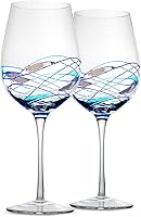 Vista 7 de Bezrat Juego de 2 copas de vino tinto, copa de vino pintada a mano, artículos esenciales para bebidas, 11 pulgadas de alto, vaso grande para amantes