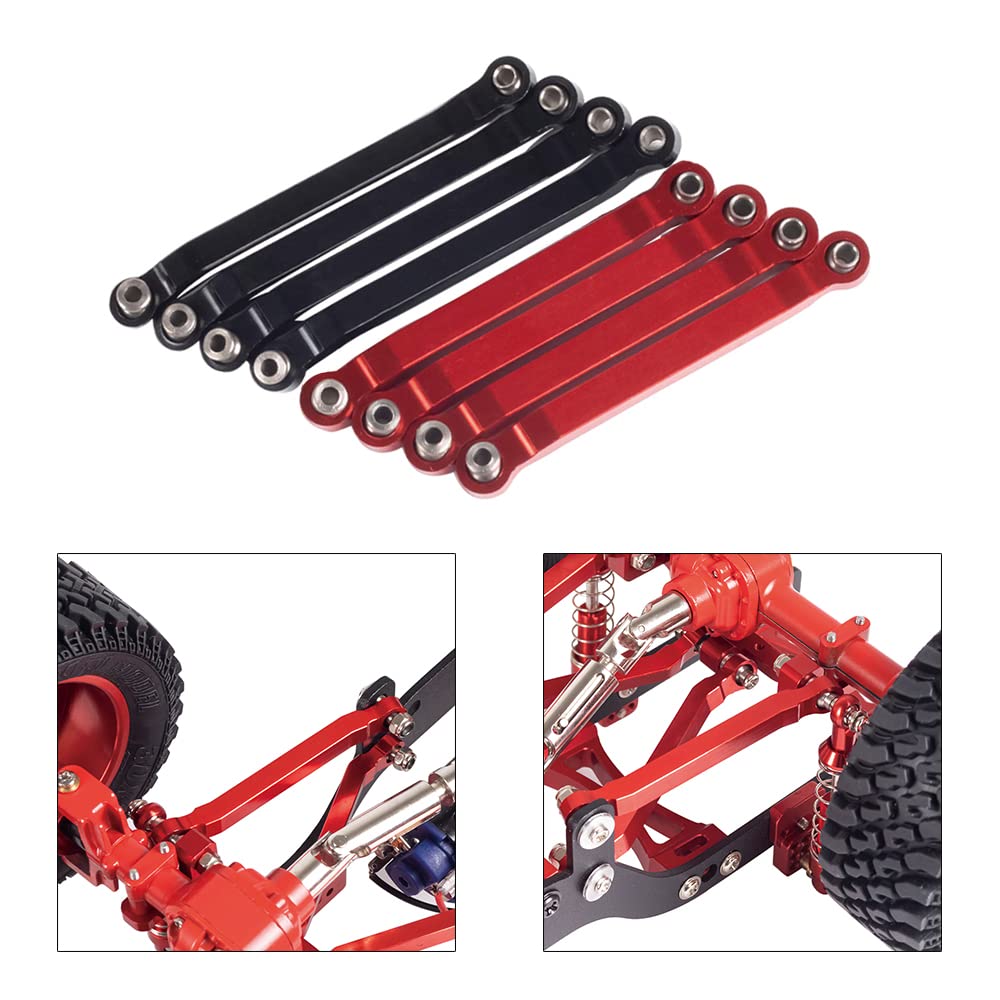 RC Chassis Rod,8 Pcs Metal Chassis Pull Rods Suspension Link Mount for RC Car 1/16 WPL C14 C24 1/12 MN D90 D91 MN40 MN45 MN96 MN99 MN99s Upgrade Par (Red)