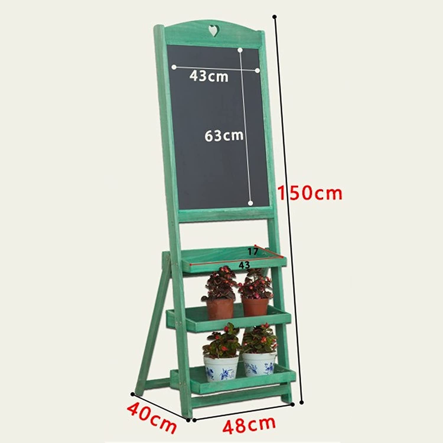 Tableau noir vertical rétro avec support de fleurs, petit tableau à dessin pour restaurant, boutique publicité promotionnelle (couleur : B, taille : 150 x 48 x 40 cm)