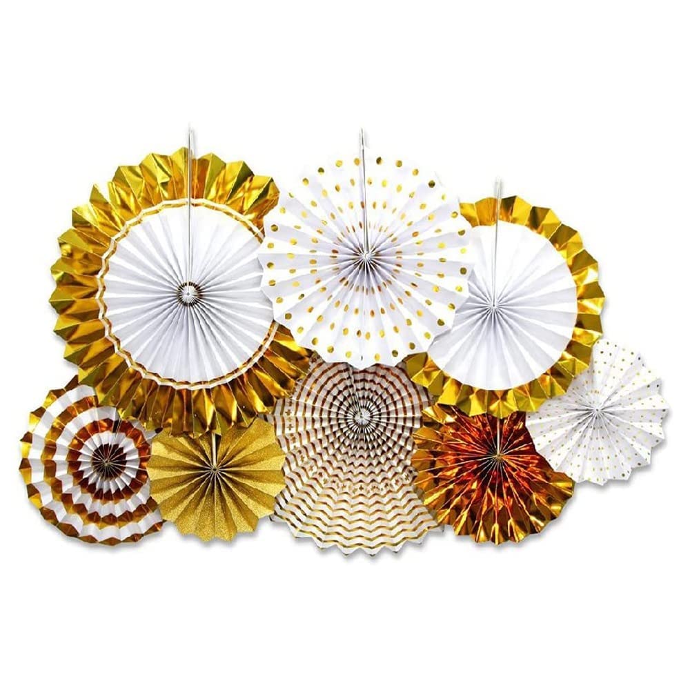 Pop The Party 8pcs Wall Decoration Set Golden Round Paper Fans Party Decoration for Birthday Wedding Baby Shower Party Backdrop Décor (B09TL1NHPW) Amazon Price History, Amazon Price Tracker