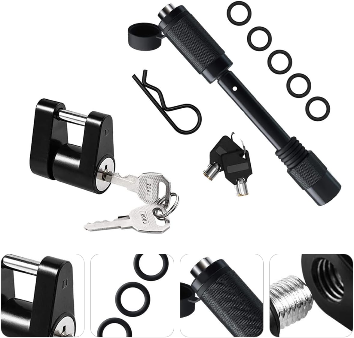 PRETYZOOM 2Sets Trailer Hitch Lock Set Durable Heavy Duty Trailer Receiver Lock Coupler Pin Lock for Rv Trailers and Trucks Easy to Use